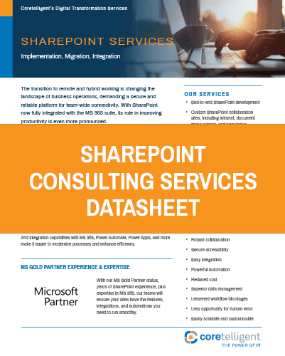 Coretelligent's SharePoint Consulting Services Datasheet